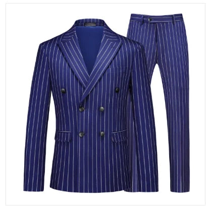 Ensemble pour hommes formel Double boutonnage rayé costumes Homme affaires Social ,de mariage