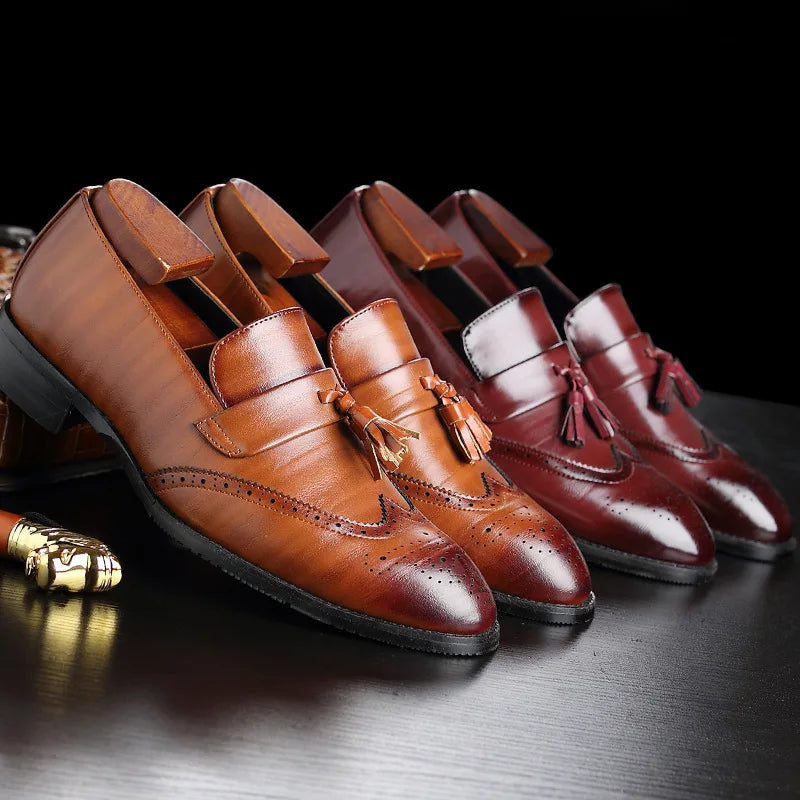 Mocassins en cuir de luxe pour hommes, chaussures richelieu à pompons de styliste,  mode haute qualité