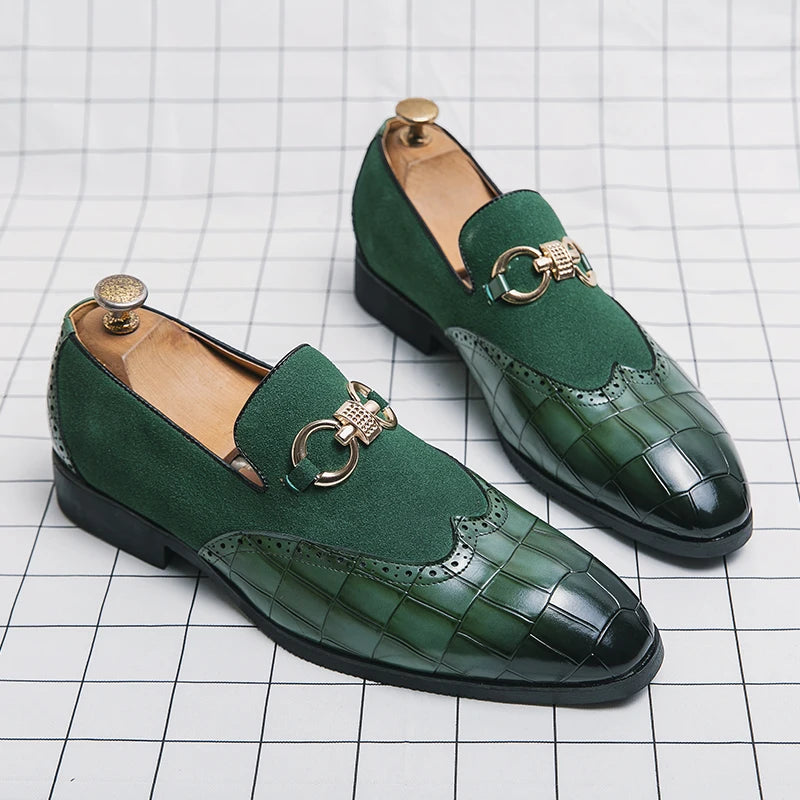 Mocassins en cuir Nubuck à enfiler pour hommes, marque de luxe, à fond épais et à bout pointu, chaussures de styliste en cuir décontractées, automne