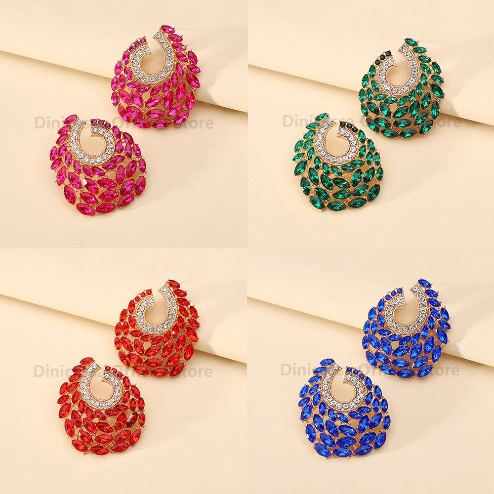 Boucles d'oreilles en strass brillant pour femmes, Design de luxe, bijoux de fête de mariage, à la mode, décor, Piercing, accessoires d'oreille à breloques