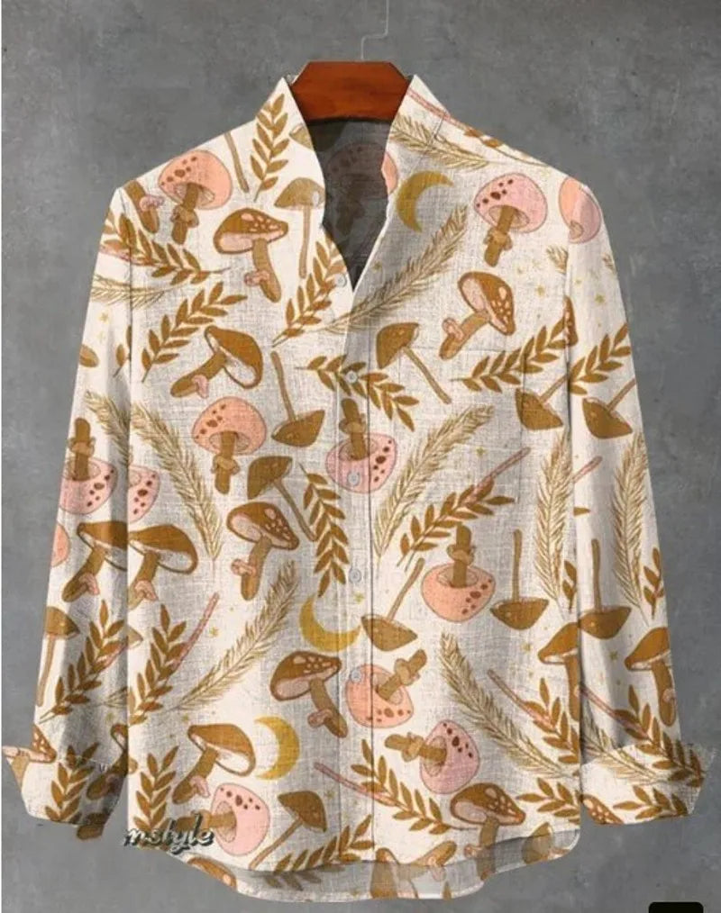 Chemise à manches longues en laine  imprimé  pour hommes, Style Gentleman, à la mode, col montant, motif  haut élégant, printemps et automne