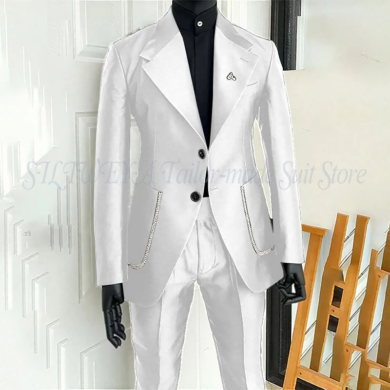 Costume 2 pièces noir pour hommes, Blazer et pantalon, simple boutonnage, travail quotidien, Business, décontracté, ensemble De Costume De fête, Traje De Hombre Elegante