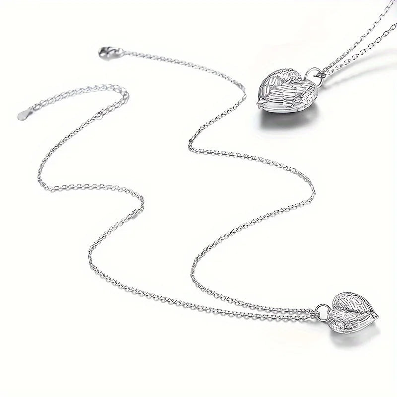 Collier Image personnalisée/photo petite boîte pendentif collier, personnalisé aile d'ange petite boîte pendentif hommes femmes collier cadeau de noël