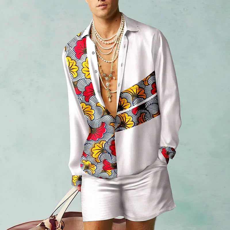 Ensemble de chemises à motif botanique pour hommes, impression 3D, mode décontractée, objectifs de plage, streetwear d'été, vêtements hawaïens