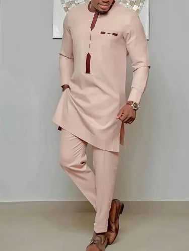 Nouveau Dashiki africain ethnique hommes à manches longues T-shirt pantalon costume personnalité haut imprimé taille standard banquet événement robe S-2XL