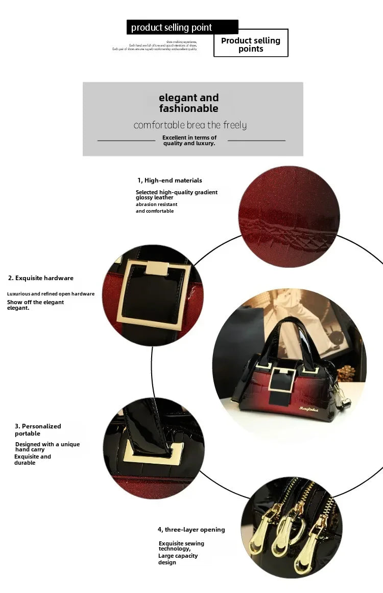 Sac à main multicouche en cuir souple pour femme, luxe motif crocodile, coussin Boston, , initié unique,