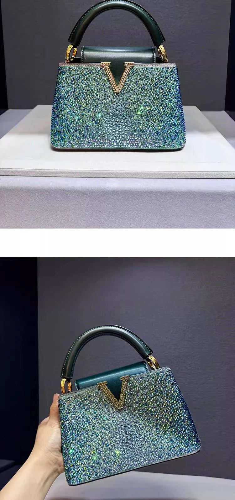 Marque de luxe en cuir diamant sac à main strass épaule bandoulière fourre-tout sacs pour femmes Bolso Marca Lujo