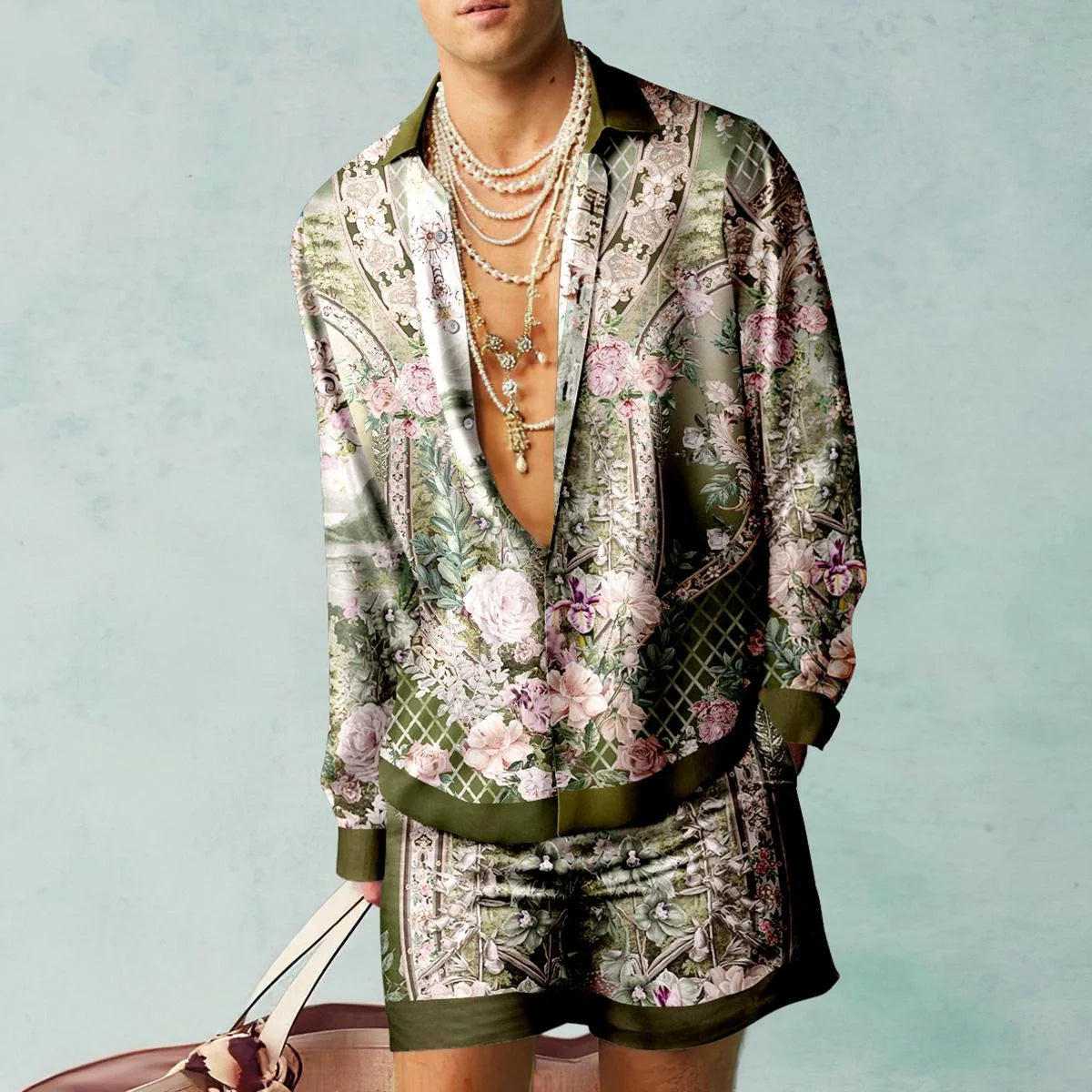 Ensemble de chemises à motif botanique pour hommes, impression 3D, mode décontractée, objectifs de plage, streetwear d'été, vêtements hawaïens
