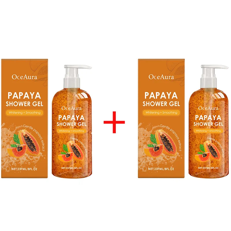 Gel douche blanchissant au papaye, exfoliant, estompe, Pigmentation, arôme durable, huile de contrôle rafraîchissante, mousse riche, lavage du corps
