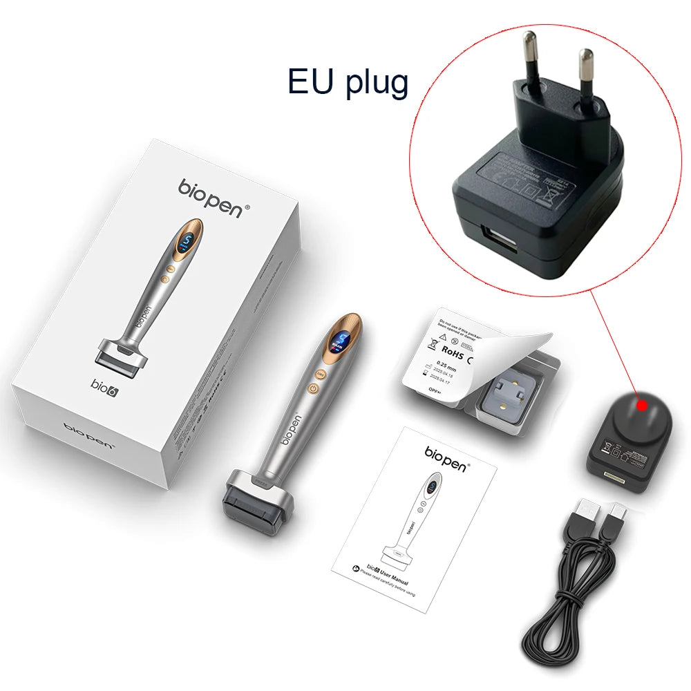 Nouveauté Derma Stamp Bio 6 LED Derma Pen EMS Vibration Microneedling équipement de beauté pour soins du visage croissance des cheveux