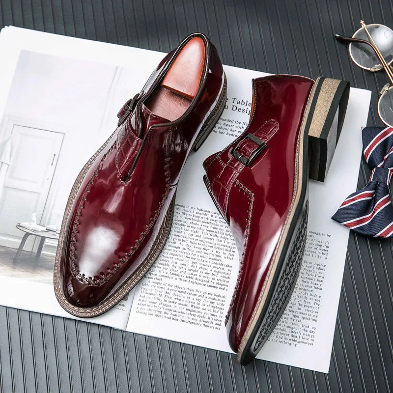 Chaussures provoqué en cuir verni pour hommes, chaussures à plateforme pointues Parker, chaussures de mariage d'affaires, grande taille 38-46, luxe