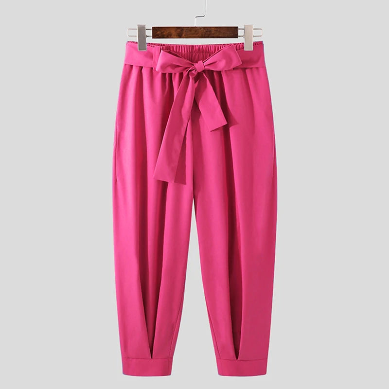 Pantalon Baggy pour hommes, Streetwear décontracté, ceinture, haute qualité, couleur Pure, jogging, sarouel à la mode