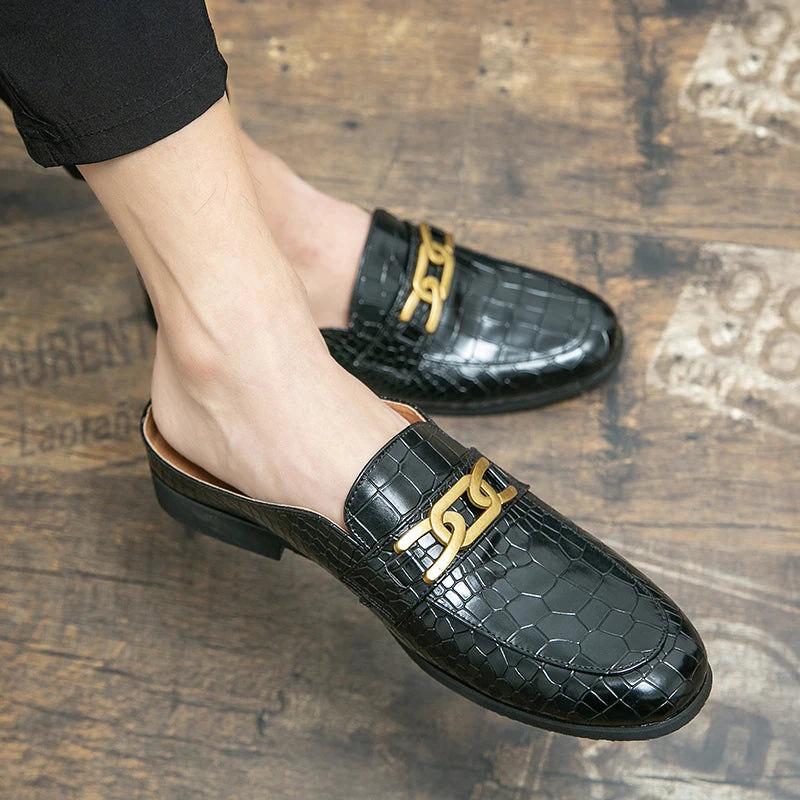 Demi-chaussures en cuir véritable pour hommes, 100%, Mules décontractées de styliste, mocassins à la mode, pantoufles de luxe 2026