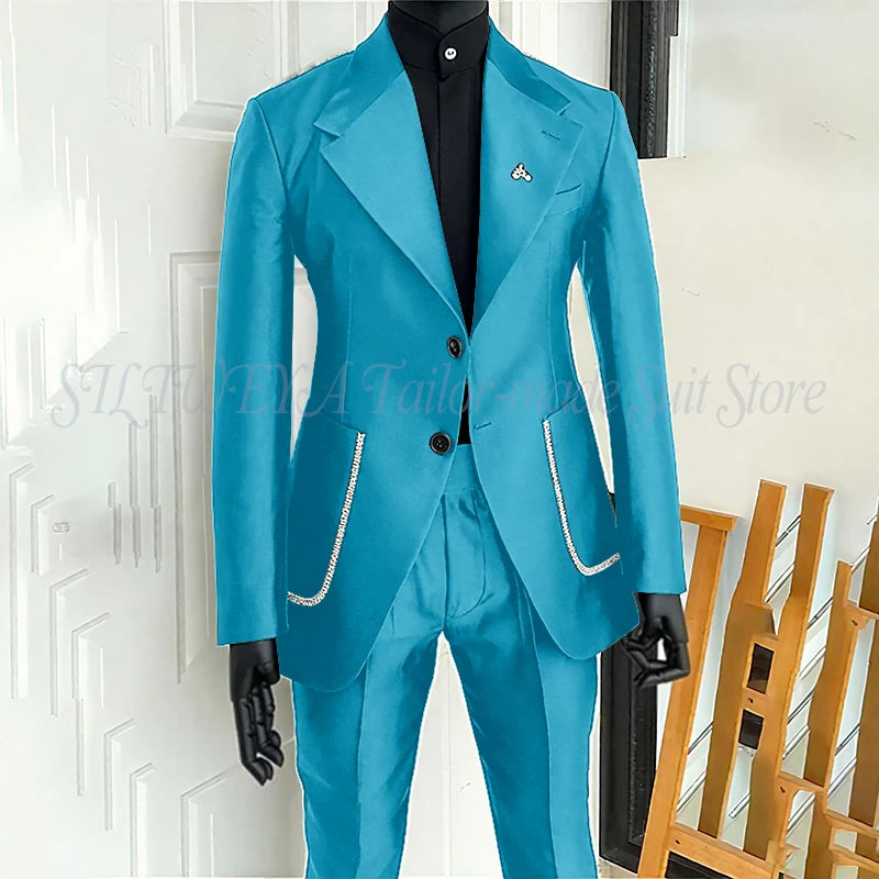 Costume 2 pièces noir pour hommes, Blazer et pantalon, simple boutonnage, travail quotidien, Business, décontracté, ensemble De Costume De fête, Traje De Hombre Elegante