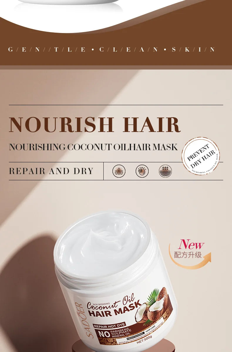 Après-shampooing SADOER Masque hydratant à la noix de coco améliore la qualité des cheveux crépus