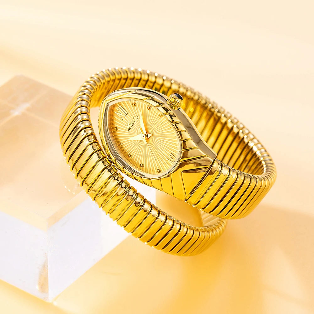 Montre Top marque MISSFOX femmes montres nouveau Quartz forme de serpent Simple dames montre mode Unique bracelet étanche montres