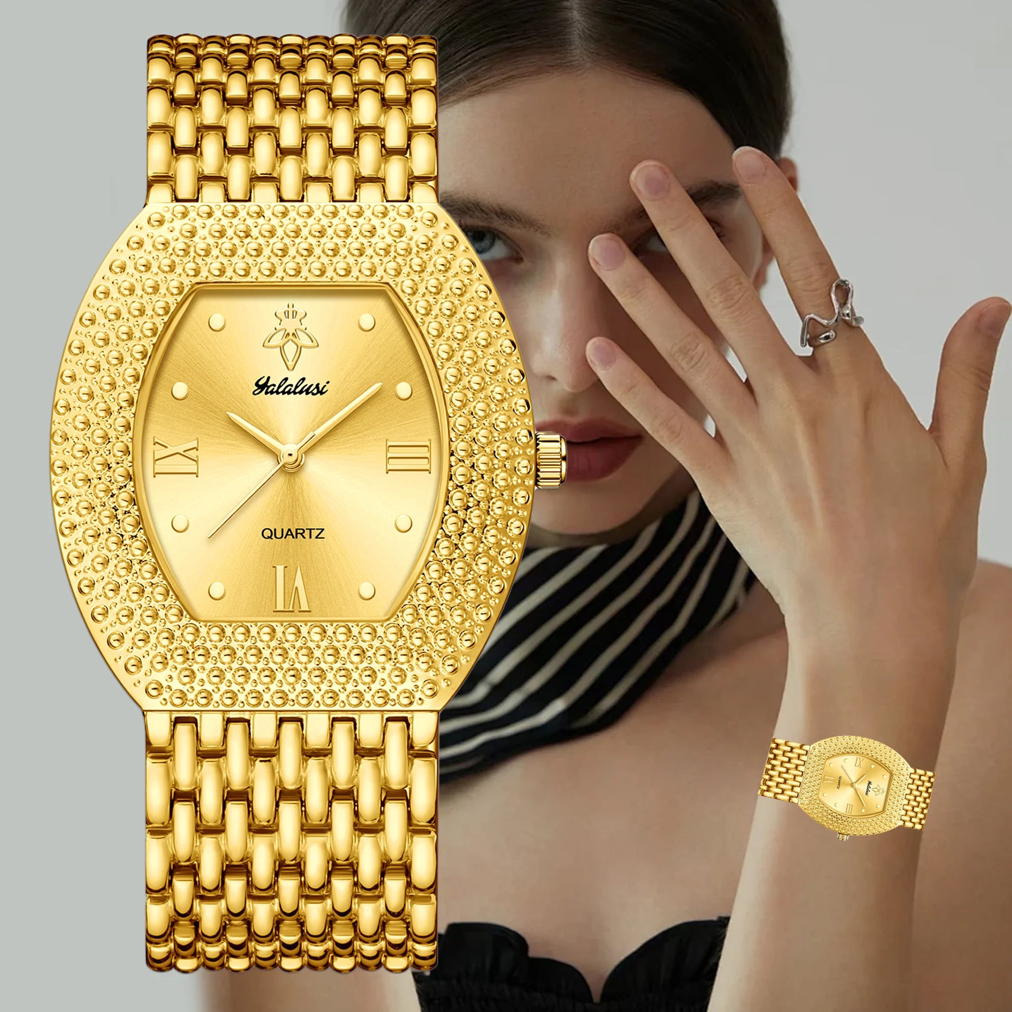 YaLaLuSi marque 2024 nouvelle montre pour femme or luxe boîte-cadeau montre dissolvant cadeau Ion plaqué or