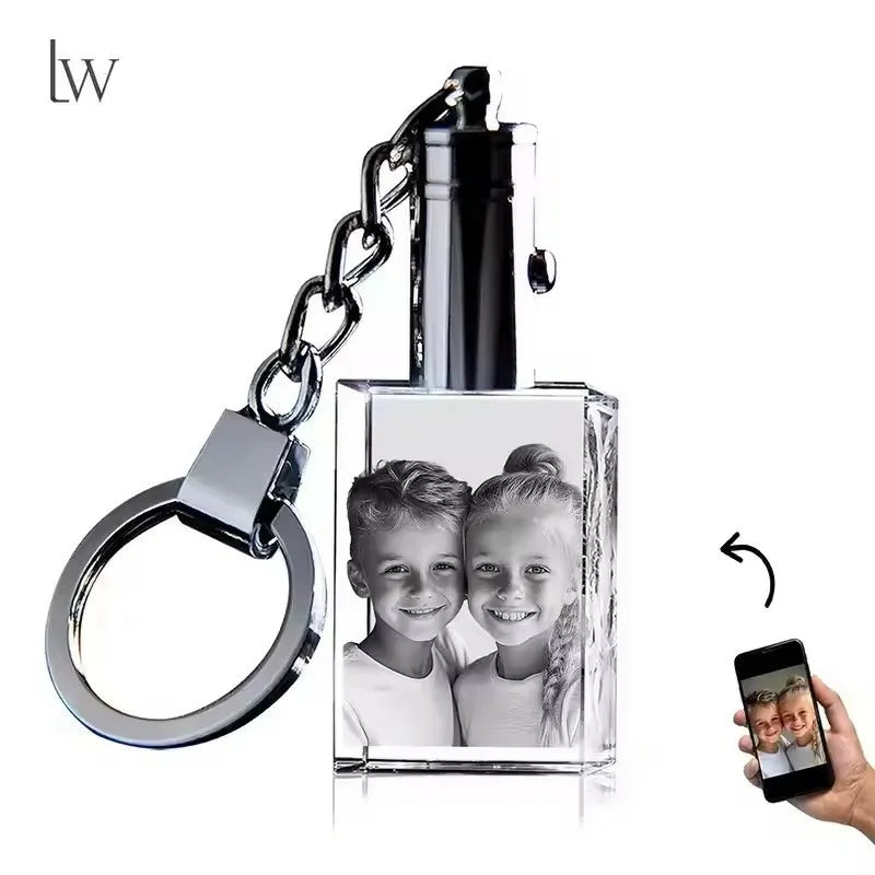 Collier Photo en cristal 3D personnalisé, collier personnalisé avec Photo gravée au Laser, cadeau , souvenir de Couple et famille