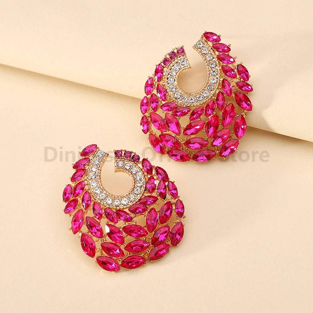 Boucles d'oreilles en strass brillant pour femmes, Design de luxe, bijoux de fête de mariage, à la mode, décor, Piercing, accessoires d'oreille à breloques