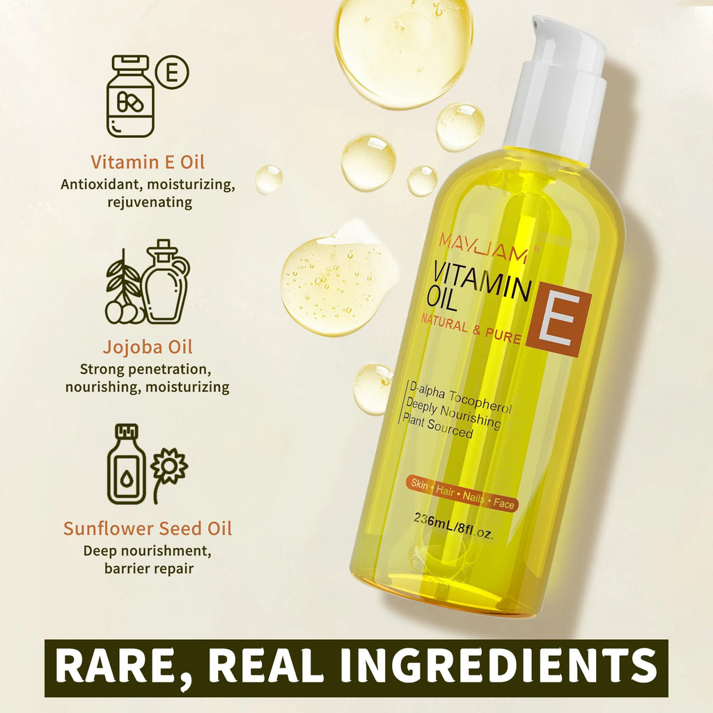 MAYJAM huile de vitamine E naturelle et Pure soin de la peau hydratant éclaircir le teint de la peau 118 ml 236 ml huile de soin du visage