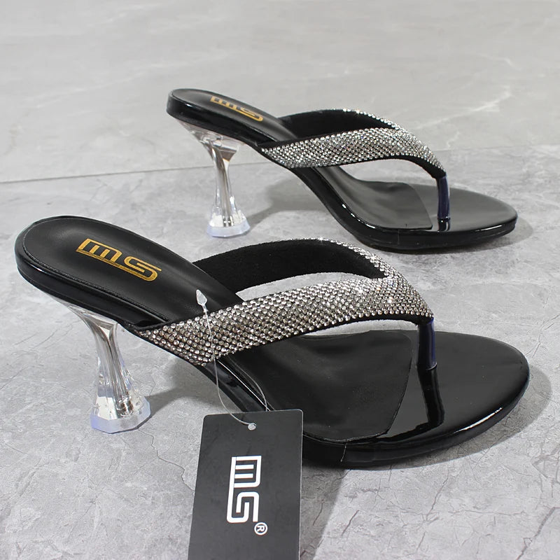 Pantoufles Modernes en Cuir Verni pour Femme, Chaussures à Talons Haute