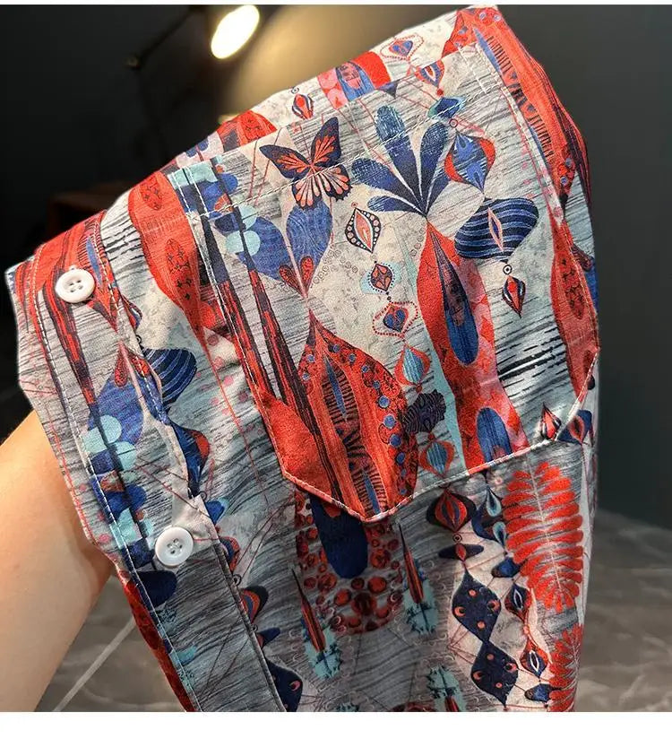 Chemise d'été fine à manches mi-longues pour hommes, imprimé Vintage, à la mode, à la mode