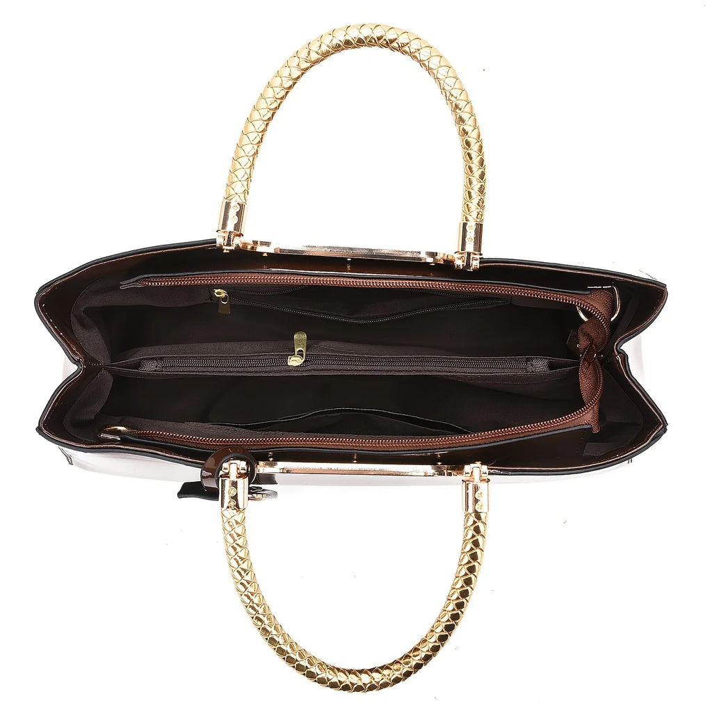 Pochette de soirée élégante – Sac à main finition brillante de couleur unie avec fermeture à glissière et doublure en polyester pour fêtes et mariages