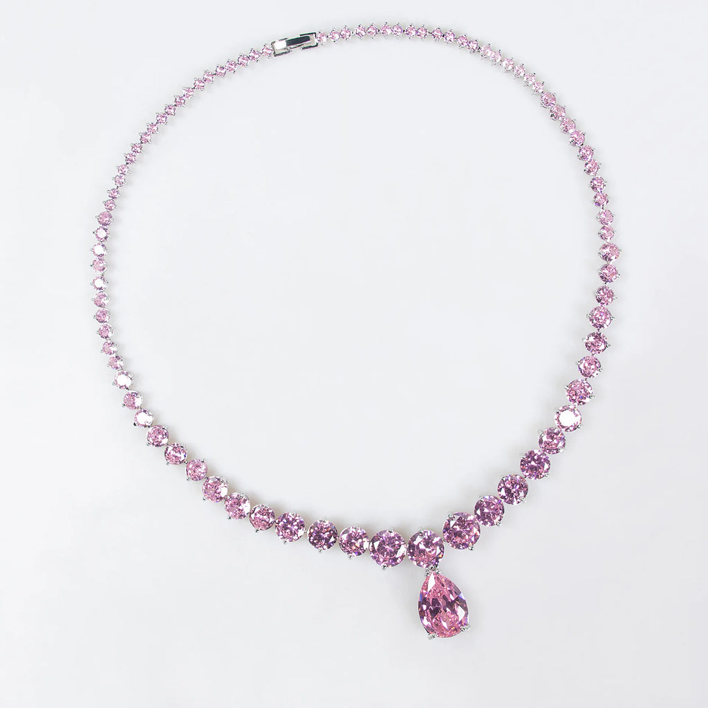 Ensemble de boucles d'oreilles et collier avec pendentif en Zircon pour femmes, Design de luxe léger, à la mode, goutte d'eau, ensemble polyvalent et sens du Design de Niche