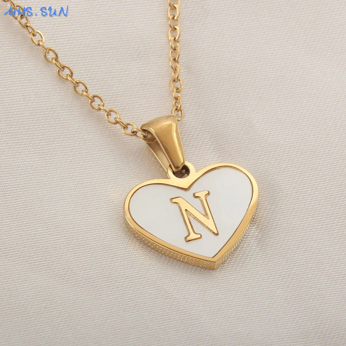 collier avec initiales en forme de cœur en acier inoxydable pour femmes et filles, plaqué or A-Z 26 lettres, pendentif ras du cou, bijoux cadeaux d'anniversaire
