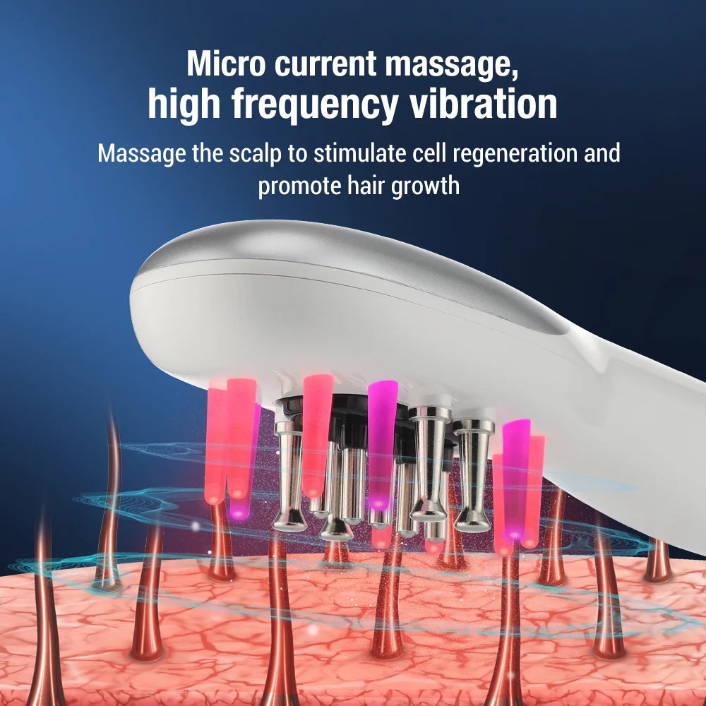 Masseur électrique du cuir chevelu EMS, peigne lumineux LED, masseur de tête avec applicateur d'huile capillaire pour la relaxation du cuir chevelu, la croissance des cheveux, adapté à tous les styles de cheveux
