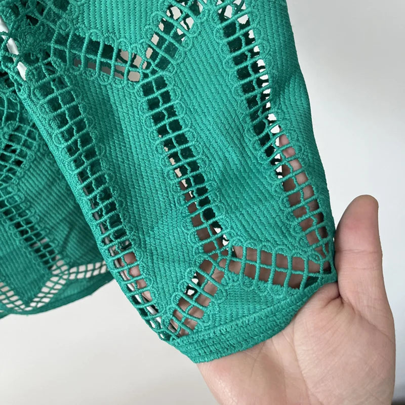 Veste costume brodé hommes de luxe mode évider décoration à manches longues simple boutonnage tendance décontracté Niche