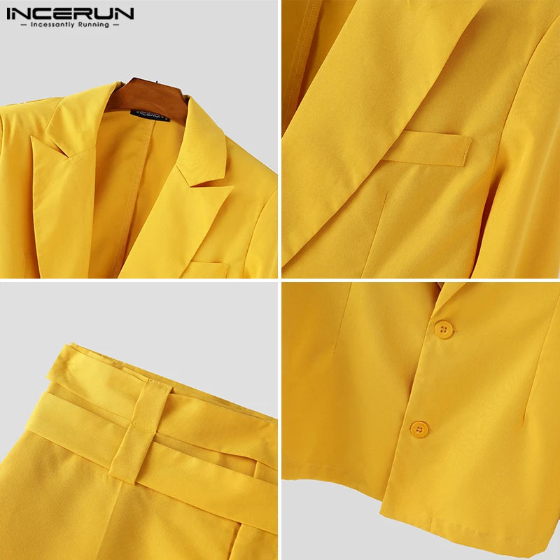 Ensemble pour hommes  couleur unie élégant à manches longues Blazer et pantalon deux pièces ensembles Streetwear 2025 mode décontracté hommes costumes S-5XL