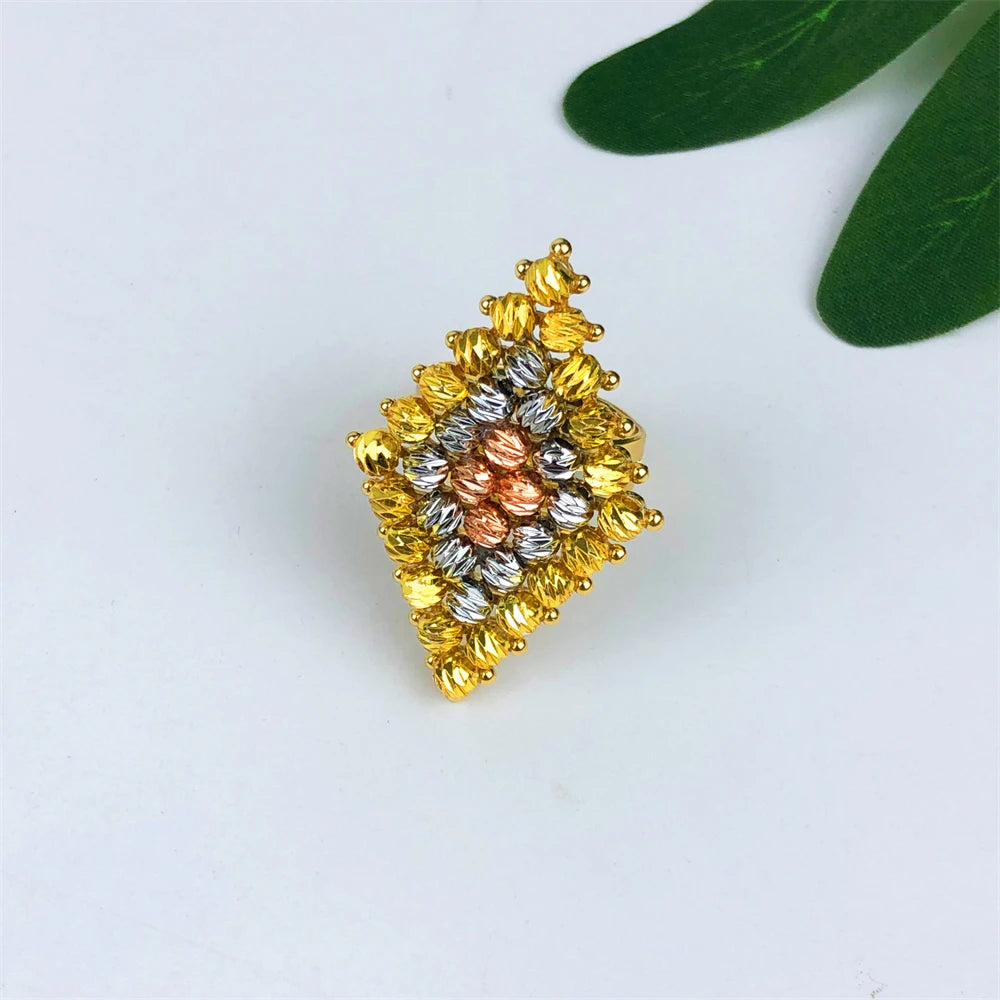 ESALE Nigeria Original 18K plaqué or ensemble de bijoux femmes grand collier audacieux boucles d'oreilles Bracelet bague accessoire de fête de mariage