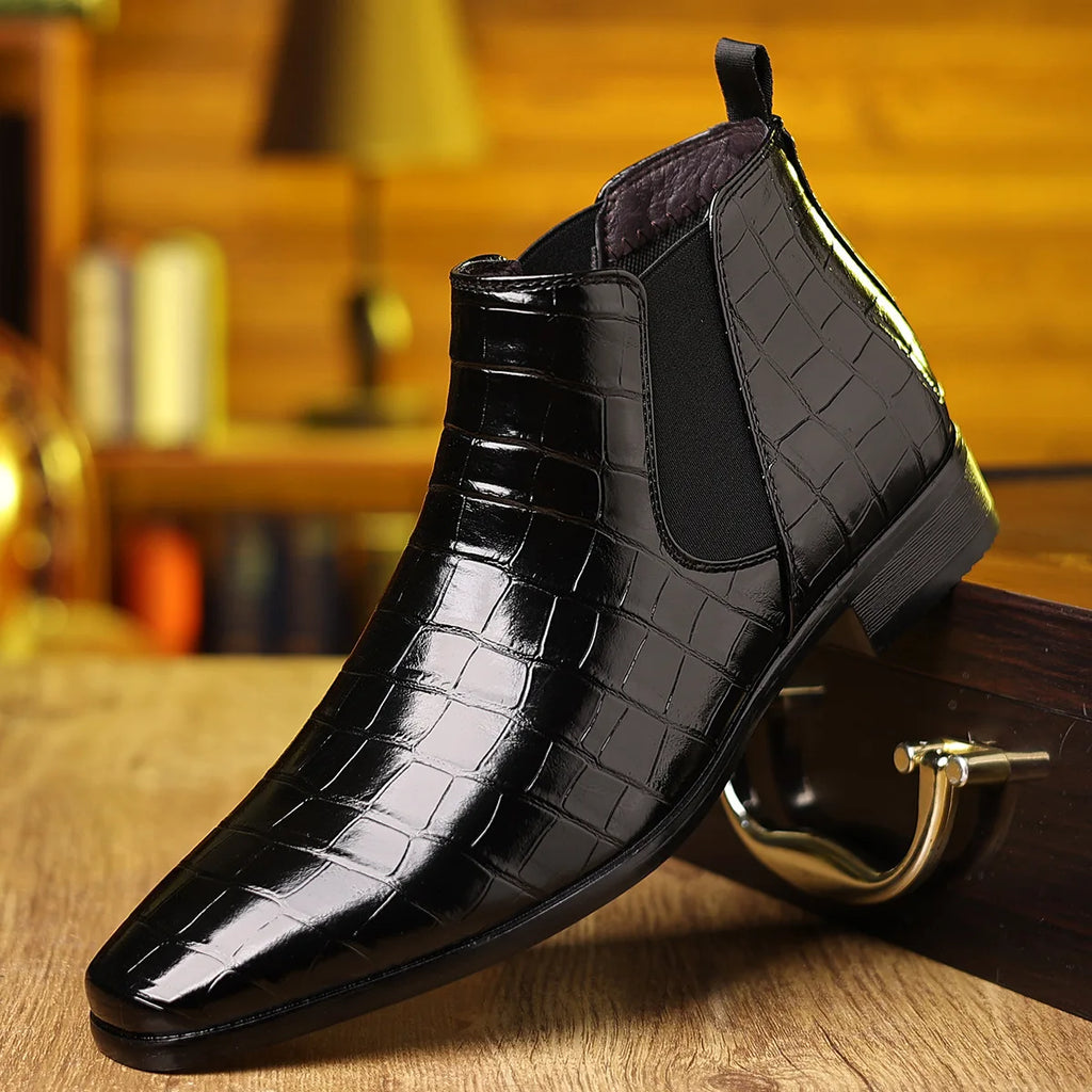 Chaussures habillées pour hommes automne hiver à semelles souples hommes bottes en cuir style Chelsea