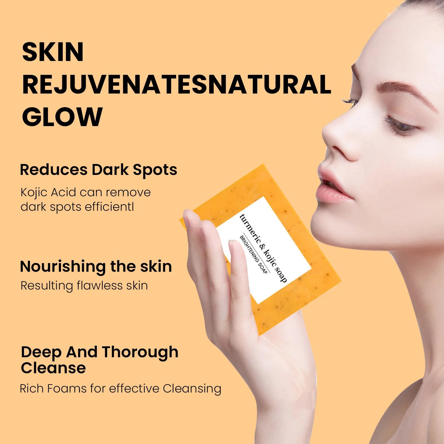 Ensemble nettoyant et savon au curcuma, nettoyage en profondeur, acide kojique, dissolvant de points noirs, nettoyage de la peau, contrôle de l'huile, estompe les marques d'acné, éclaircit