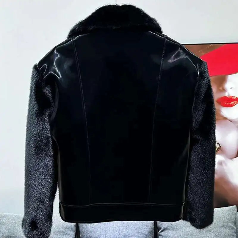 Veste coton fausse fourrure à la mode Patchwork hommes Parka v de vison épaissi automne hiver 2026
