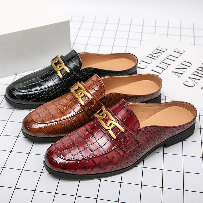 Demi-chaussures en cuir véritable pour hommes, 100%, Mules décontractées de styliste, mocassins à la mode, pantoufles de luxe 2026