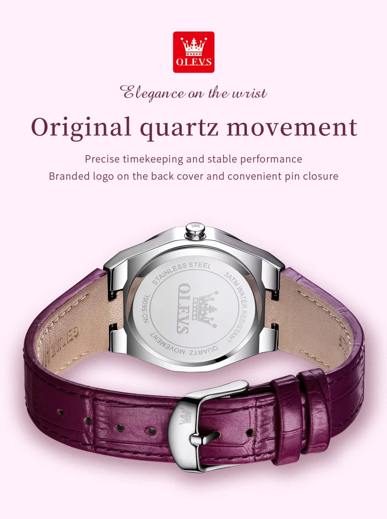 OLEVS Original femmes montres diamant tour mode bracelet en cuir 3m étanche lumineux dames montre-bracelet montre à Quartz pour les femmes