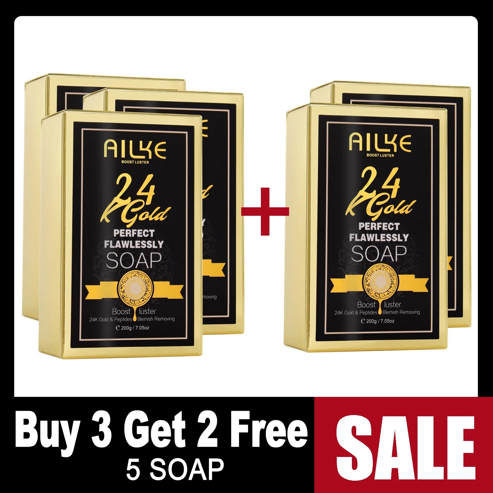 AILKE 24K Glod Gamme de soins pour la peau impeccable, blanchissant la peau, réduit les taches foncées, la mélanine, les rides, hydrate, pour femmes et hommes