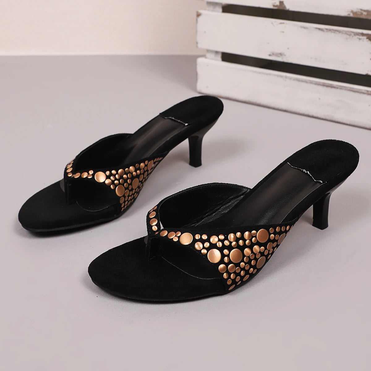 Sandales pour femmes nouvelle mode bout ouvert pantoufles à talons courte