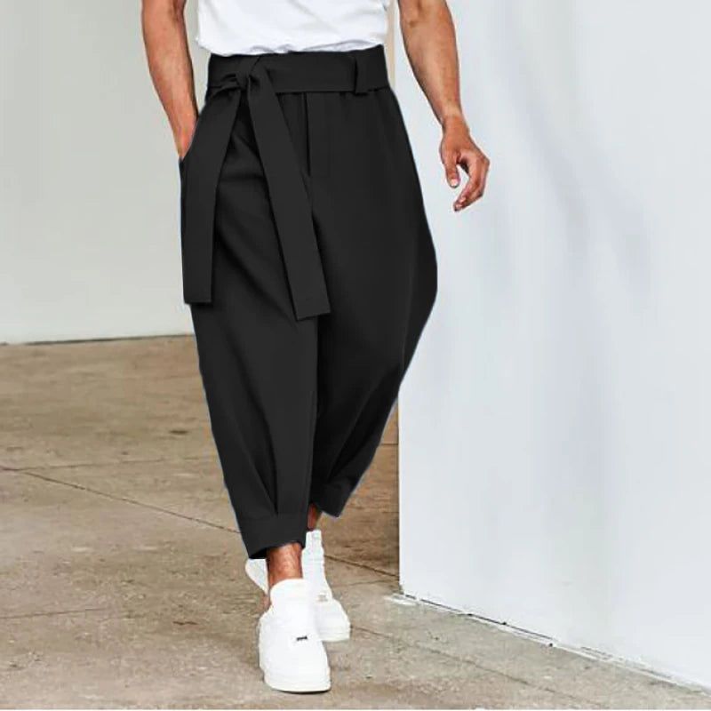 Pantalon Baggy pour hommes, Streetwear décontracté, ceinture, haute qualité, couleur Pure, jogging, sarouel à la mode
