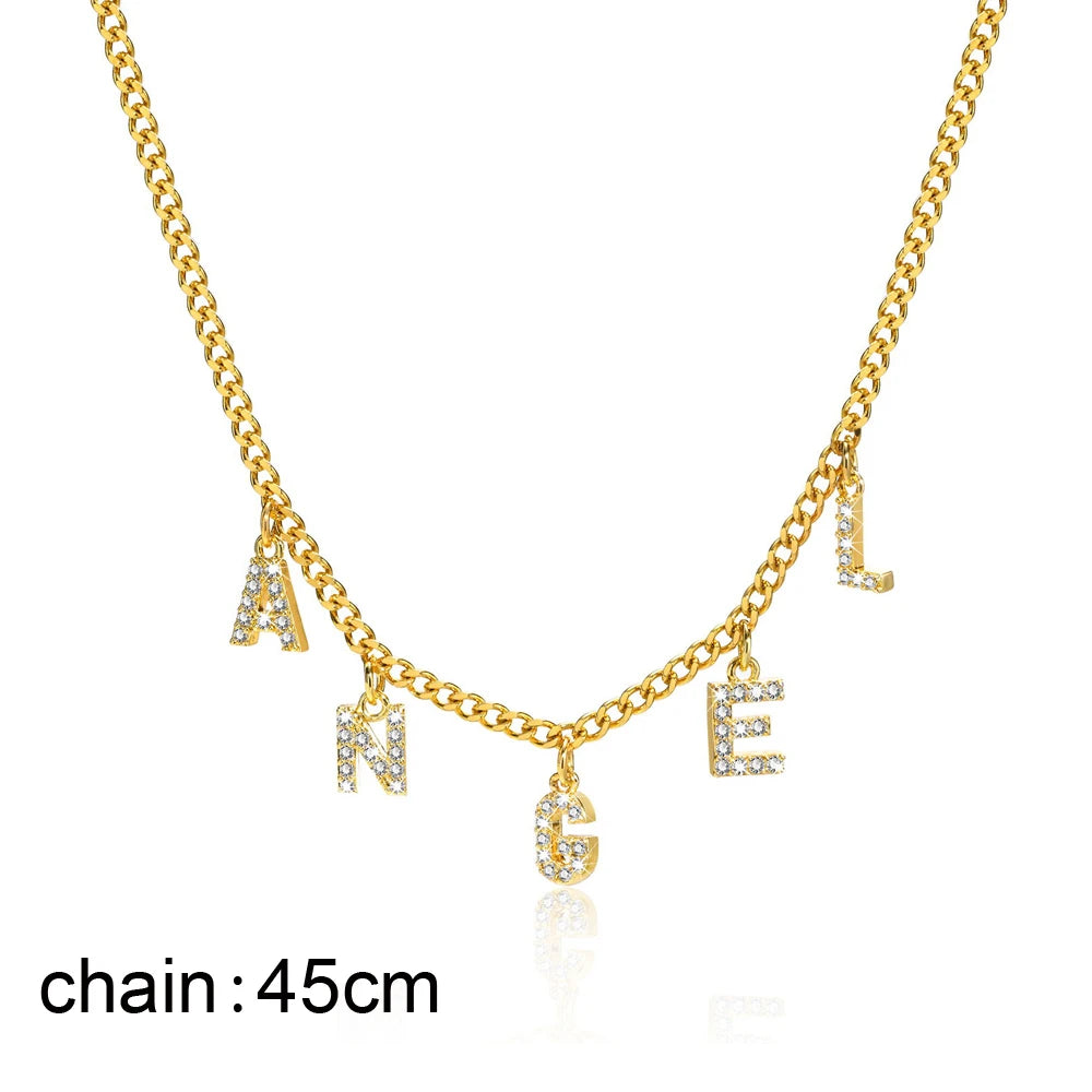 Collier personnalisé en acier inoxydable pour femme, pendentif lettre Alpahbet, nom initial, déclaration de collier, cadeau de breloques