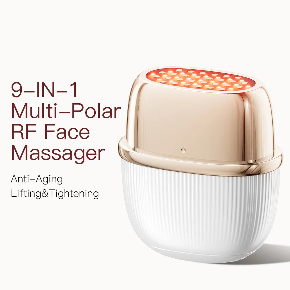 ANLAN Appareil de beauté RF Lifting du visage par EMS Anti-âge et anti-rides Soin de la peau par lumière 3 couleurs Mini appareil de massage raffermissant par radiofréquence