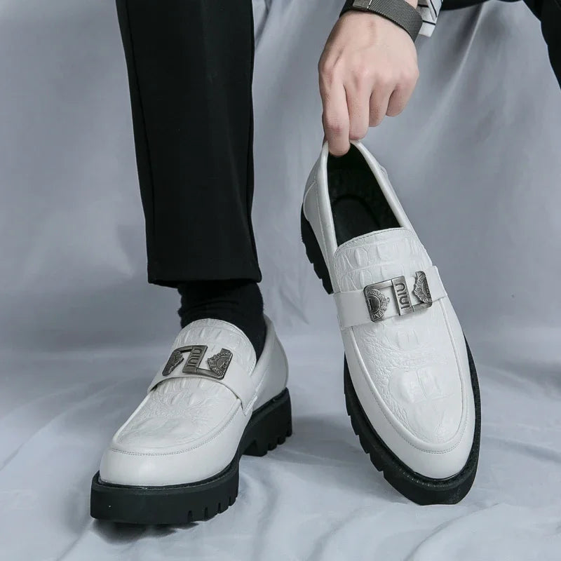 Hommes mocassins d'affaires à semelles épaisses hommes chaussures en cuir ,plate-forme chaussures confortable mode  décontractées