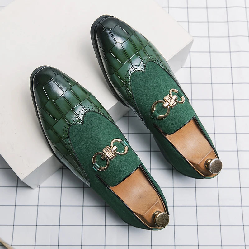 Mocassins en cuir Nubuck à enfiler pour hommes, marque de luxe, à fond épais et à bout pointu, chaussures de styliste en cuir décontractées, automne