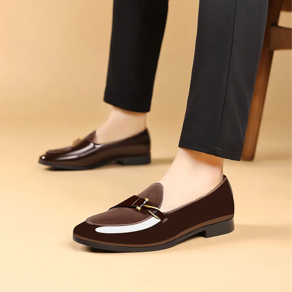 Mocassins chaussures hommes en cuir sans lacet chaussures décontracté confortable habillées boucle en daim
