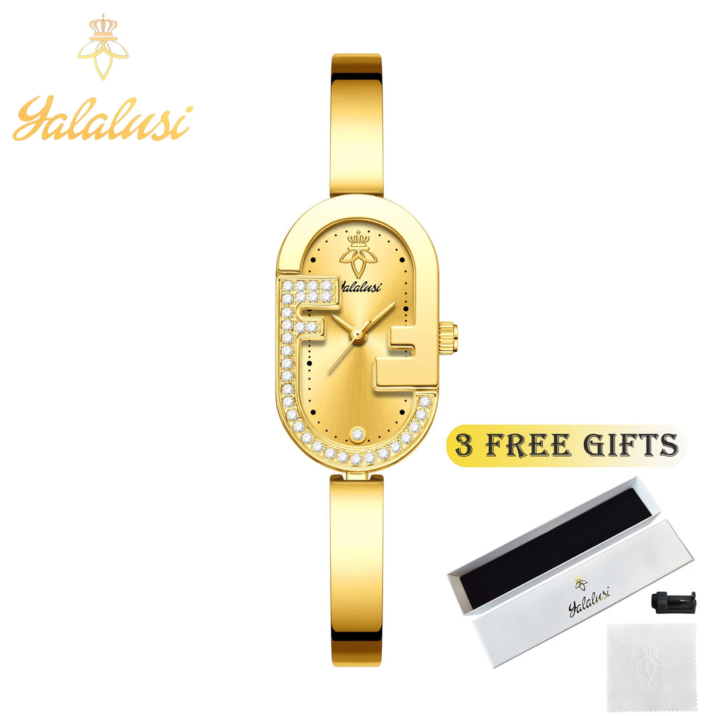 Montre à Quartz plaquée or pour femme Design de luxe montre pour femme à la mode Style élégant boîte de montre cadeau pour femme