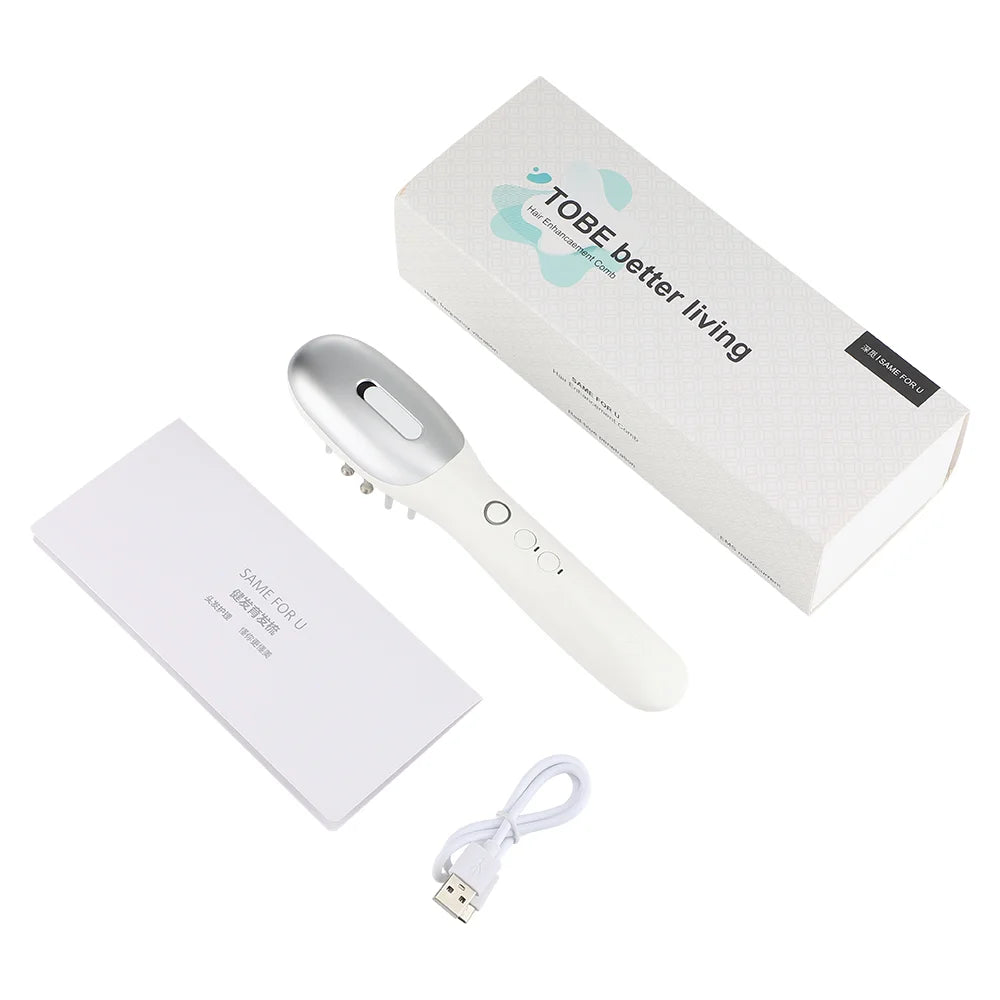 Masseur électrique du cuir chevelu EMS, peigne lumineux LED, masseur de tête avec applicateur d'huile capillaire pour la relaxation du cuir chevelu, la croissance des cheveux, adapté à tous les styles de cheveux