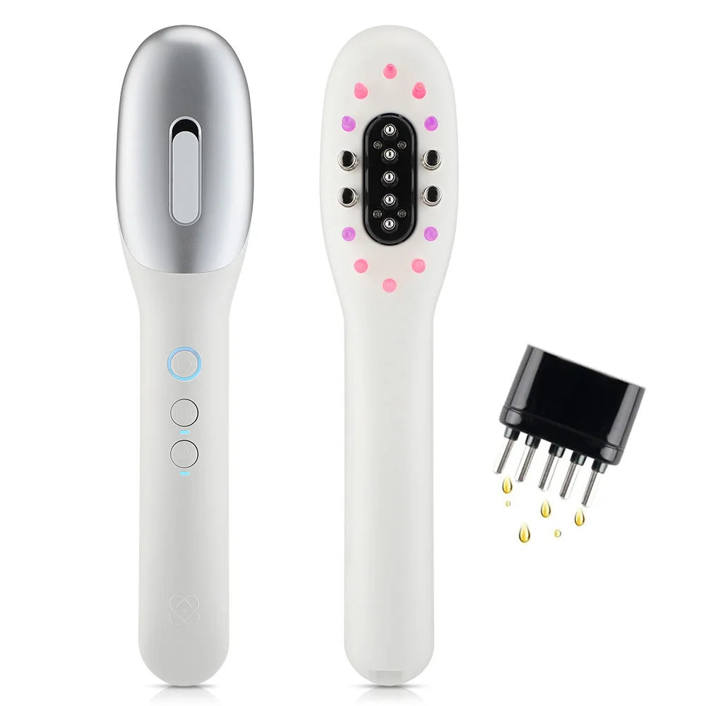 Masseur électrique du cuir chevelu EMS, peigne lumineux LED, masseur de tête avec applicateur d'huile capillaire pour la relaxation du cuir chevelu, la croissance des cheveux, adapté à tous les styles de cheveux