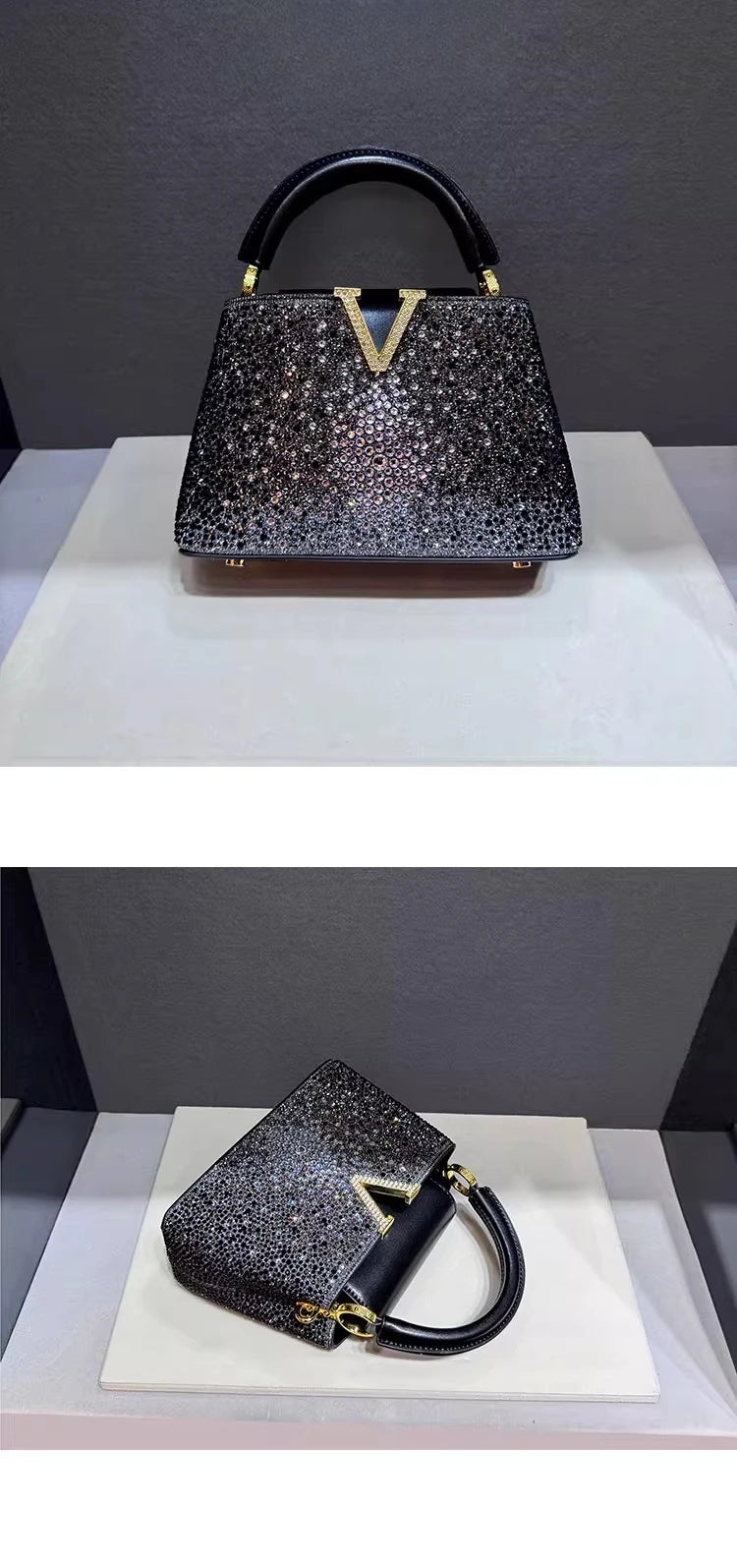 Marque de luxe en cuir diamant sac à main strass épaule bandoulière fourre-tout sacs pour femmes Bolso Marca Lujo